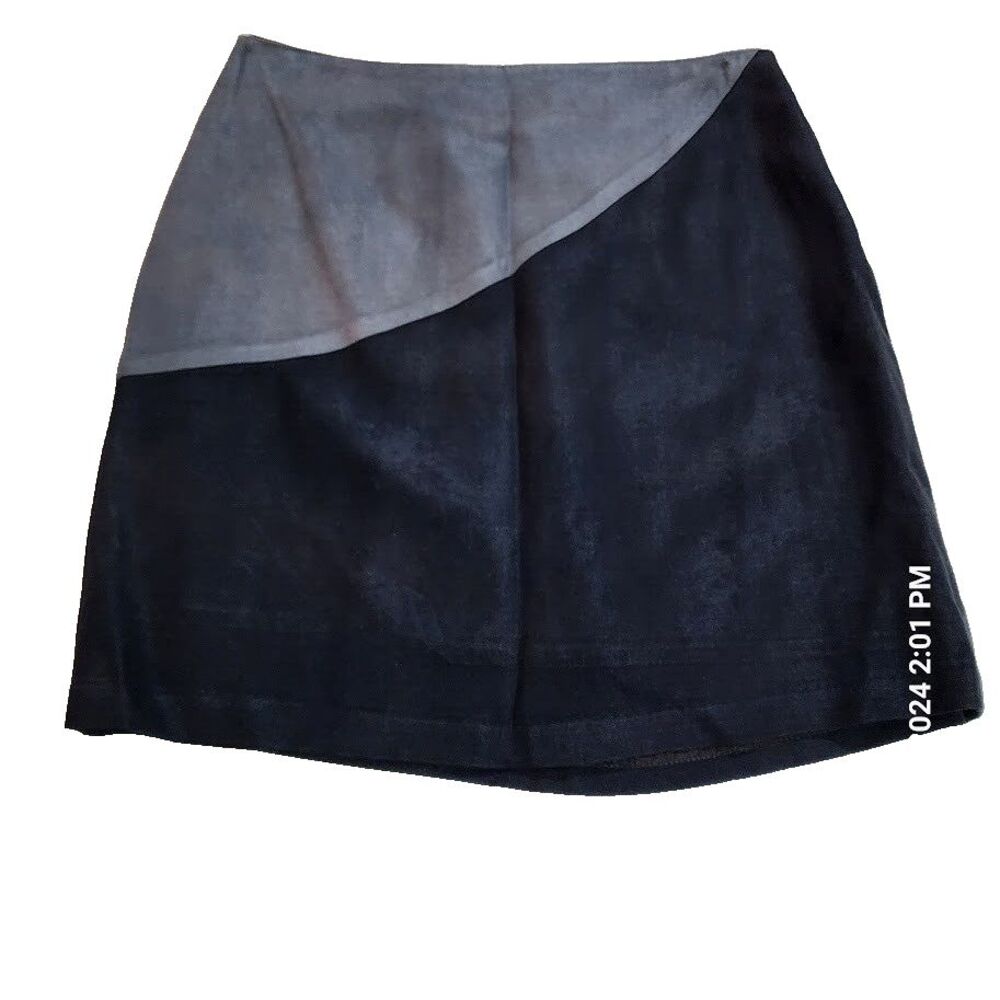 VTG Platinum By Dorothy Schoelen Two Tone Black Grey Mini Skirt Size 12 Made USA